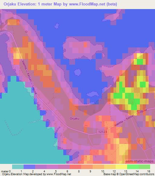 Orjaku,Estonia Elevation Map