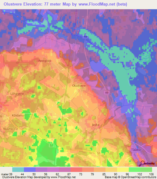 Olustvere,Estonia Elevation Map