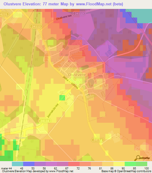 Olustvere,Estonia Elevation Map