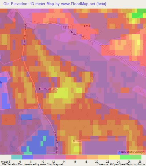 Ole,Estonia Elevation Map