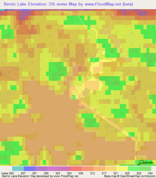 Bernic Lake,Canada Elevation Map