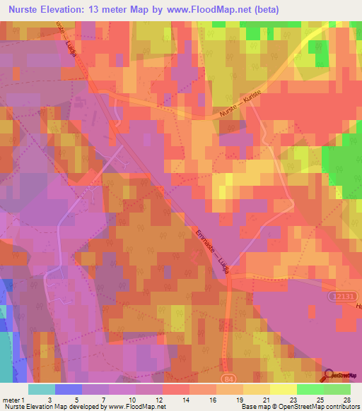 Nurste,Estonia Elevation Map