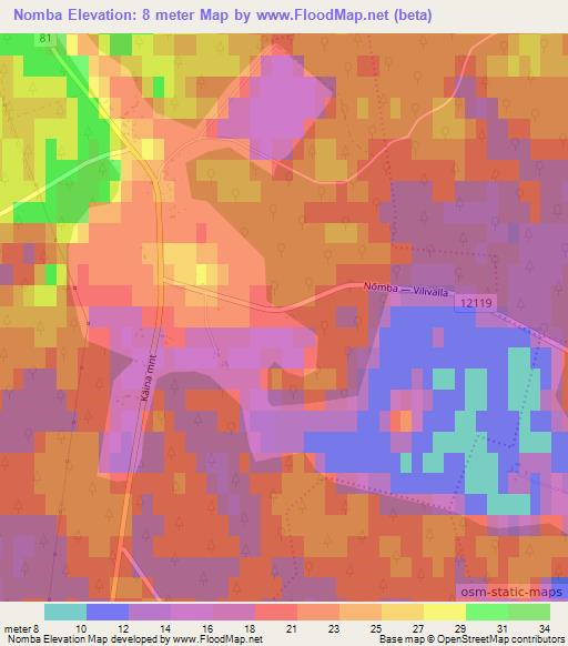 Nomba,Estonia Elevation Map