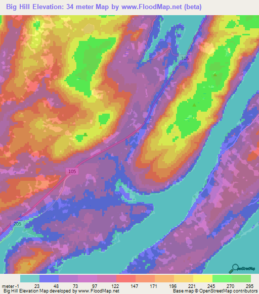 Big Hill,Canada Elevation Map