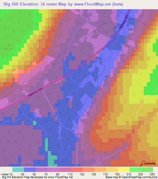 Big Hill,Canada Elevation Map