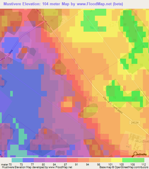 Mustivere,Estonia Elevation Map