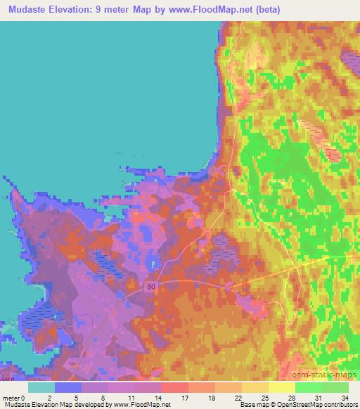 Mudaste,Estonia Elevation Map