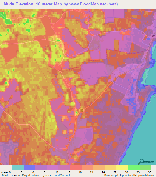 Muda,Estonia Elevation Map