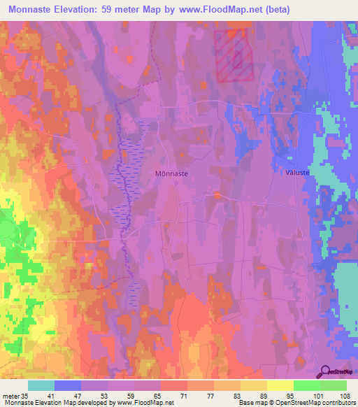 Monnaste,Estonia Elevation Map