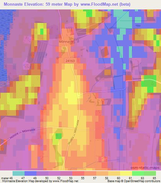 Monnaste,Estonia Elevation Map