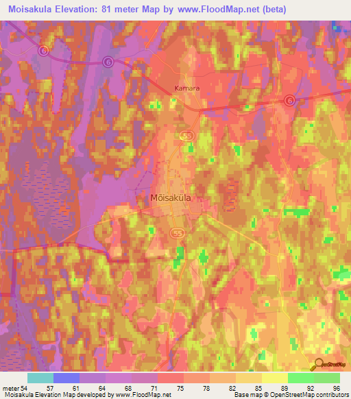 Moisakula,Estonia Elevation Map