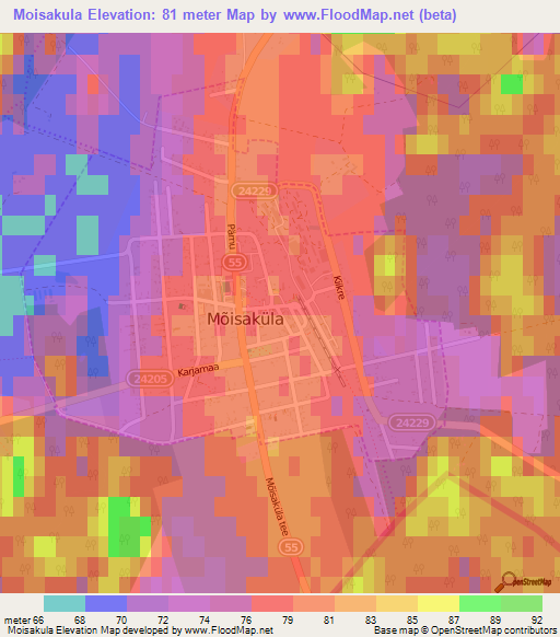 Moisakula,Estonia Elevation Map