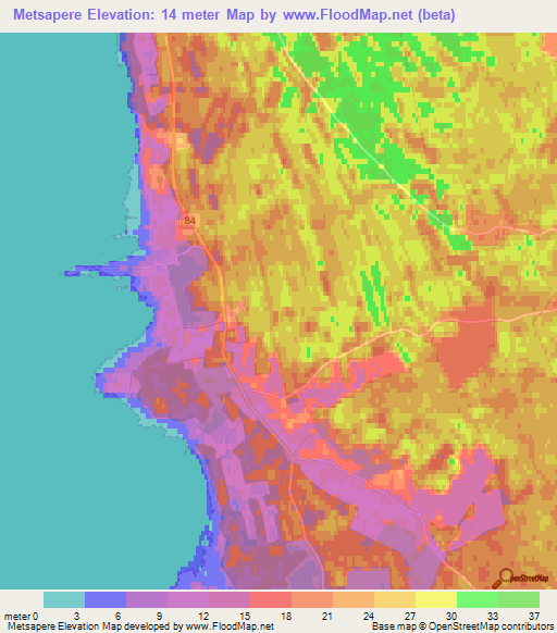 Metsapere,Estonia Elevation Map