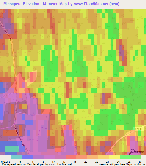 Metsapere,Estonia Elevation Map