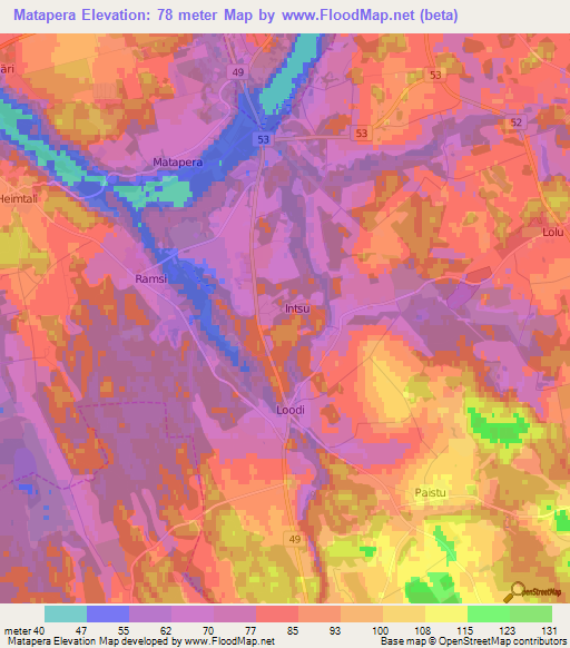 Matapera,Estonia Elevation Map