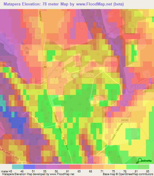 Matapera,Estonia Elevation Map