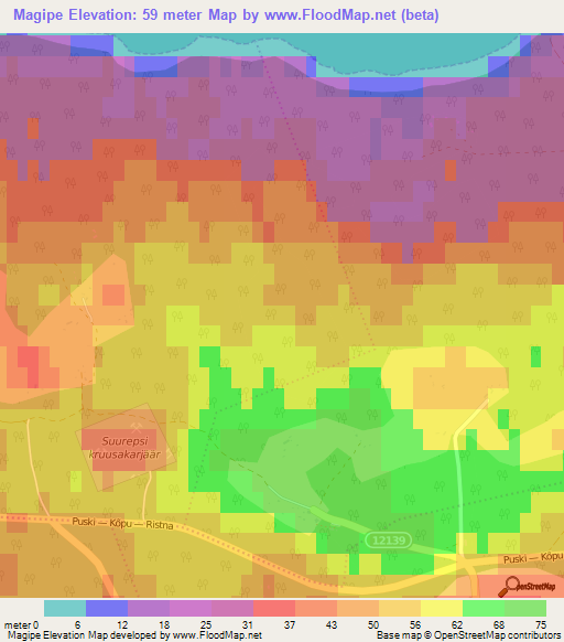 Magipe,Estonia Elevation Map