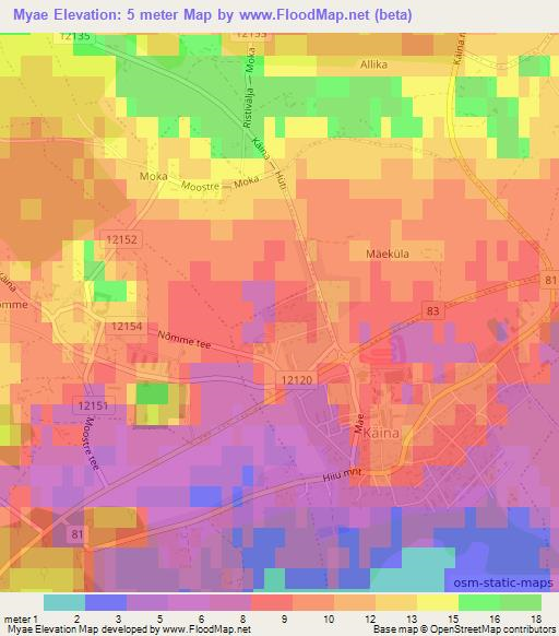 Myae,Estonia Elevation Map