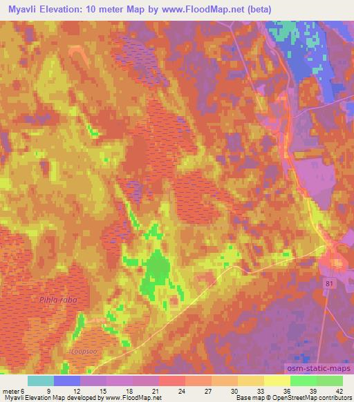 Myavli,Estonia Elevation Map