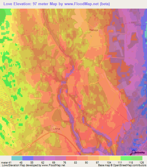 Love,Estonia Elevation Map