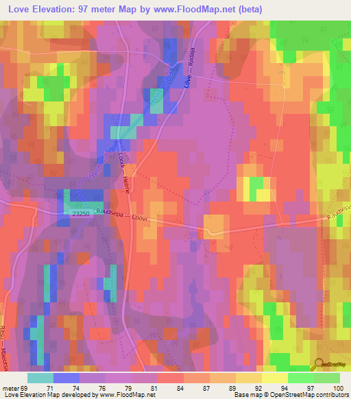 Love,Estonia Elevation Map