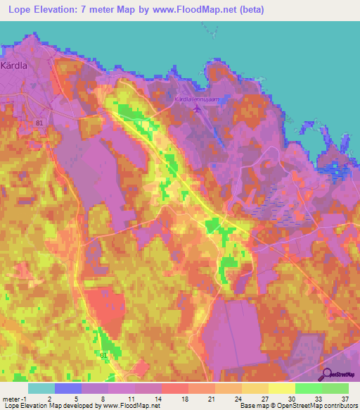 Lope,Estonia Elevation Map