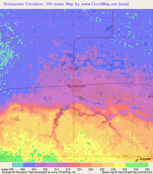 Boissevain,Canada Elevation Map