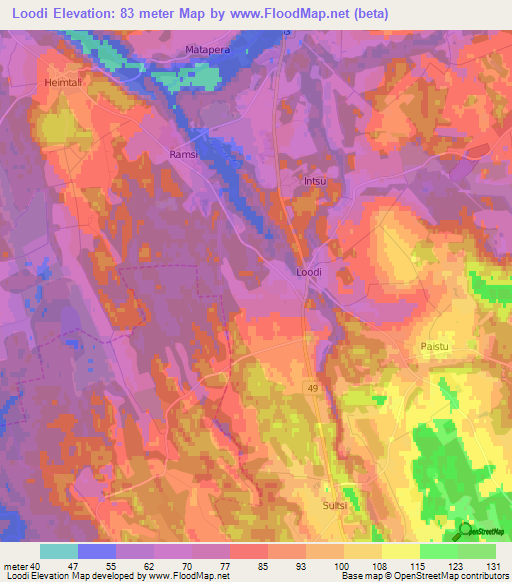 Loodi,Estonia Elevation Map