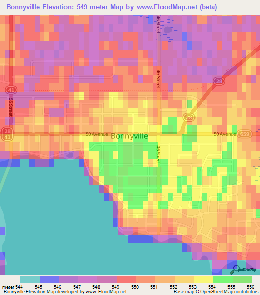 Bonnyville,Canada Elevation Map