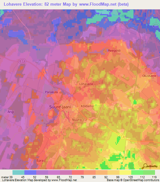 Lohavere,Estonia Elevation Map