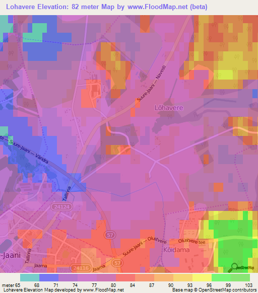 Lohavere,Estonia Elevation Map