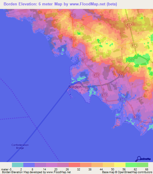 Borden,Canada Elevation Map