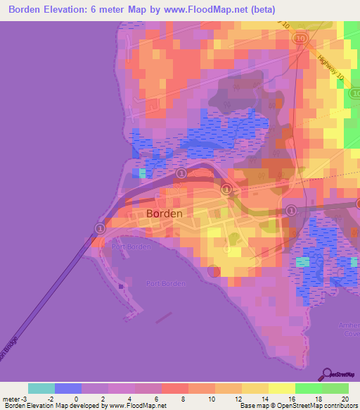 Borden,Canada Elevation Map