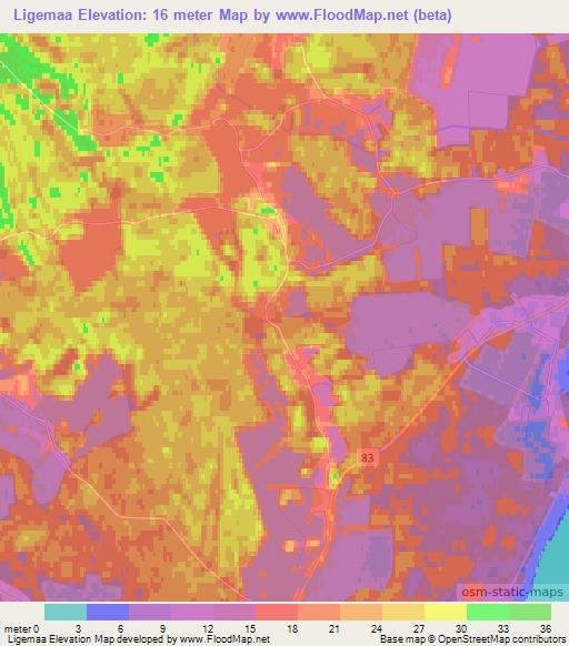 Ligemaa,Estonia Elevation Map