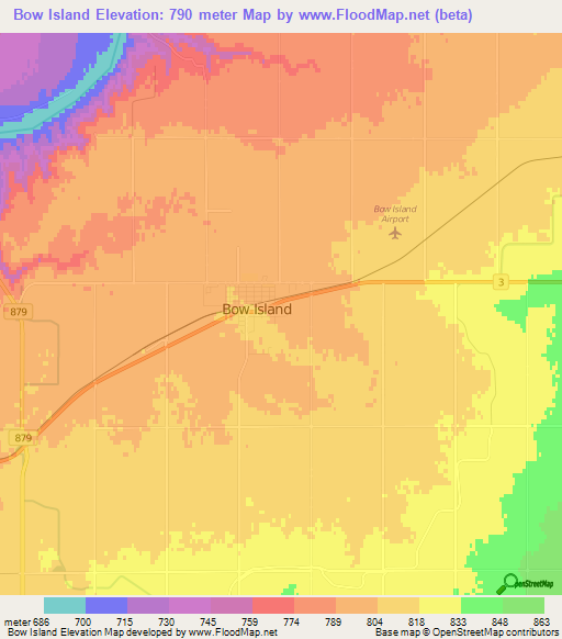 Bow Island,Canada Elevation Map