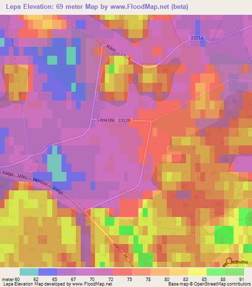 Lepa,Estonia Elevation Map