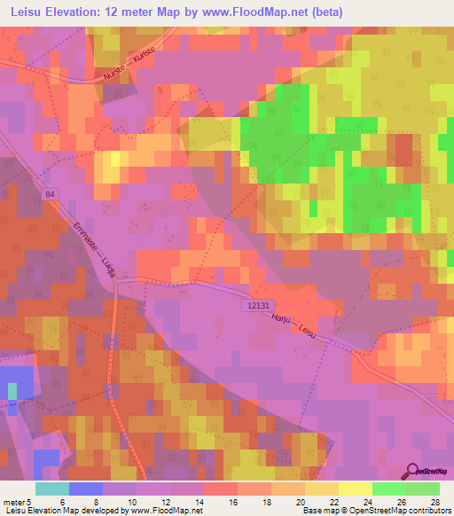 Leisu,Estonia Elevation Map