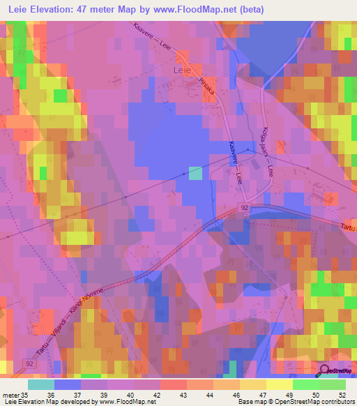 Leie,Estonia Elevation Map