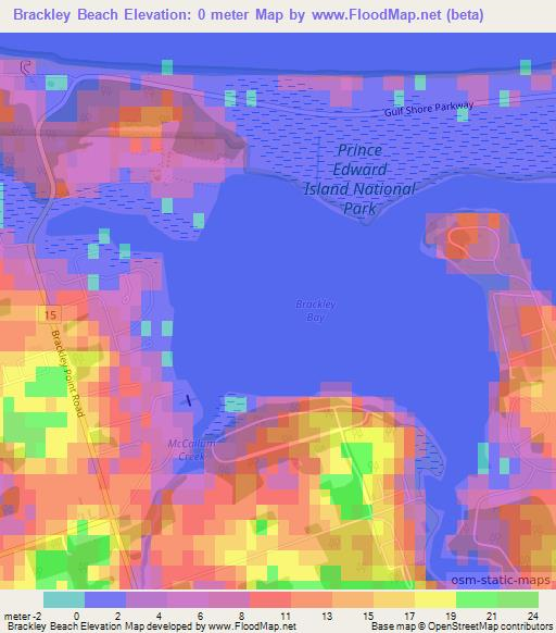 Brackley Beach,Canada Elevation Map