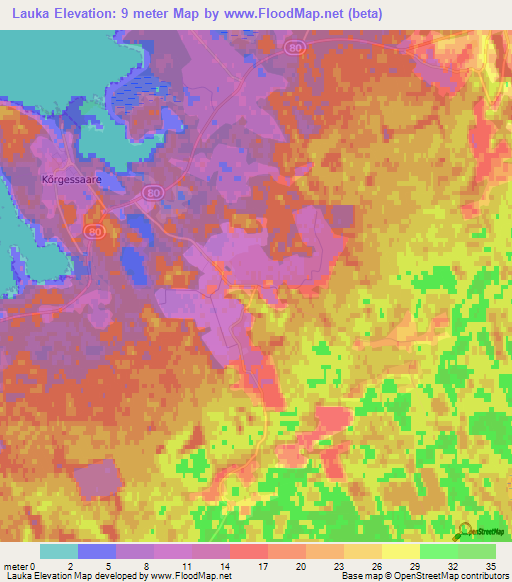 Lauka,Estonia Elevation Map