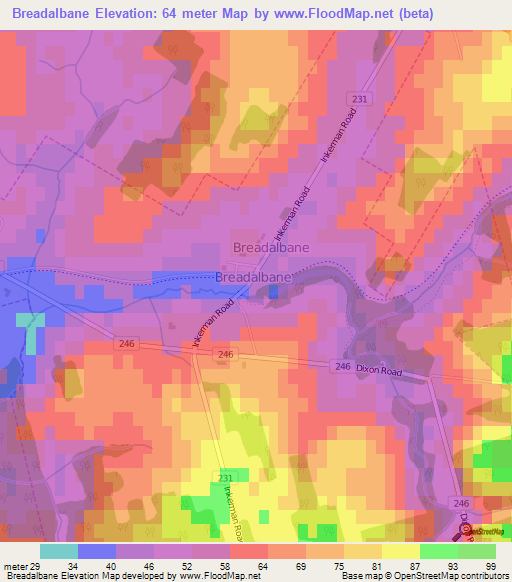 Breadalbane,Canada Elevation Map