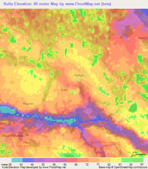 Kulla,Estonia Elevation Map