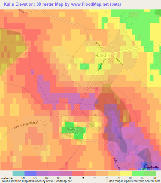 Kulla,Estonia Elevation Map