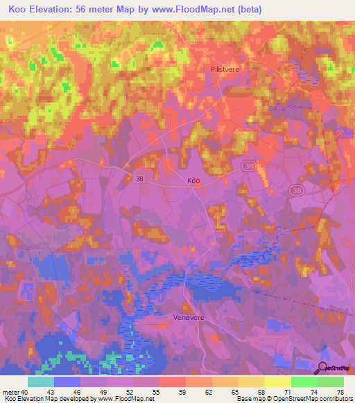 Koo,Estonia Elevation Map