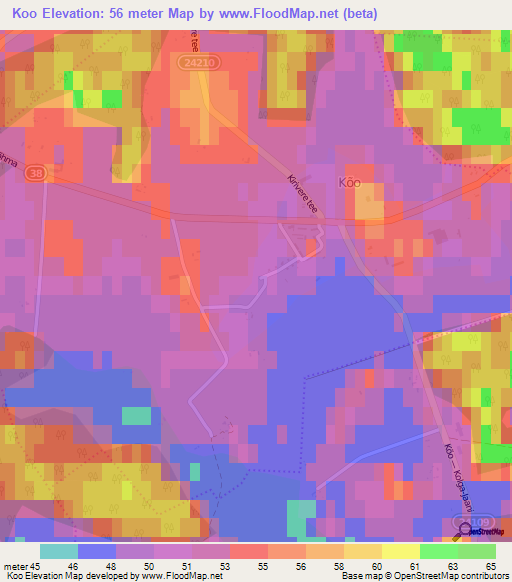 Koo,Estonia Elevation Map