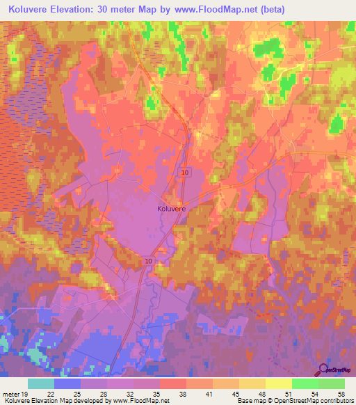 Koluvere,Estonia Elevation Map