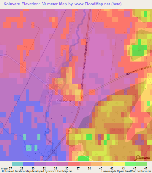 Koluvere,Estonia Elevation Map