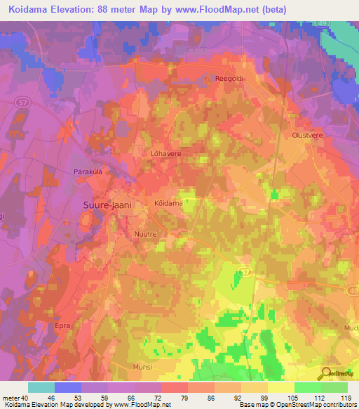 Koidama,Estonia Elevation Map