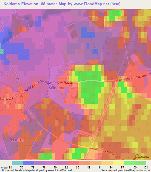 Koidama,Estonia Elevation Map