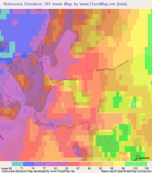 Kobruvere,Estonia Elevation Map